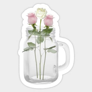 Roses in Mason Jar with Handle Sticker